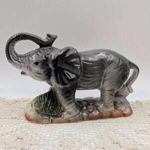 Vintage Porcelain / Ceramic  Elephant Figurine - 9" Base